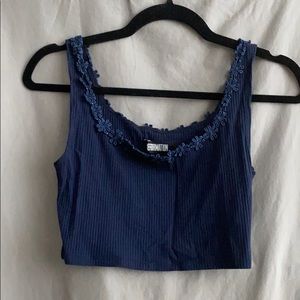 NWOT Reformation navy flower crop top size S